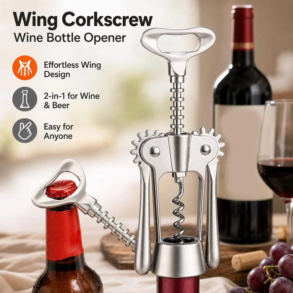 Red Wine Bottle Opener Beer Driver Steel Wine Corkscrew Wine Opener Multifunctional Stainless Corkscrew Kitchen Supplies