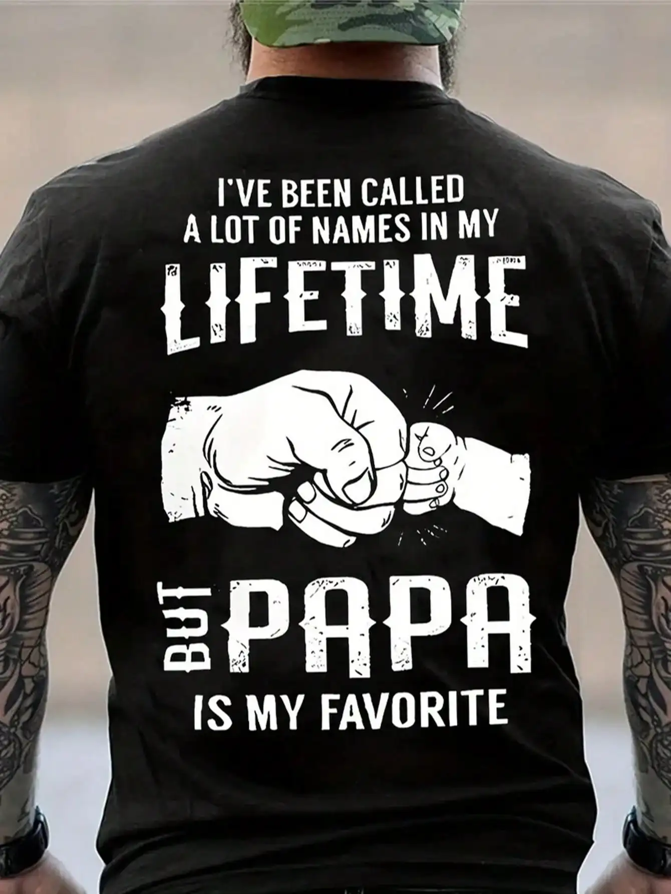 

Men's Casual Short Sleeve Graphic T-Shirt with Fist Bump Design - Soft Cotton Tee for Summer, Father's Day