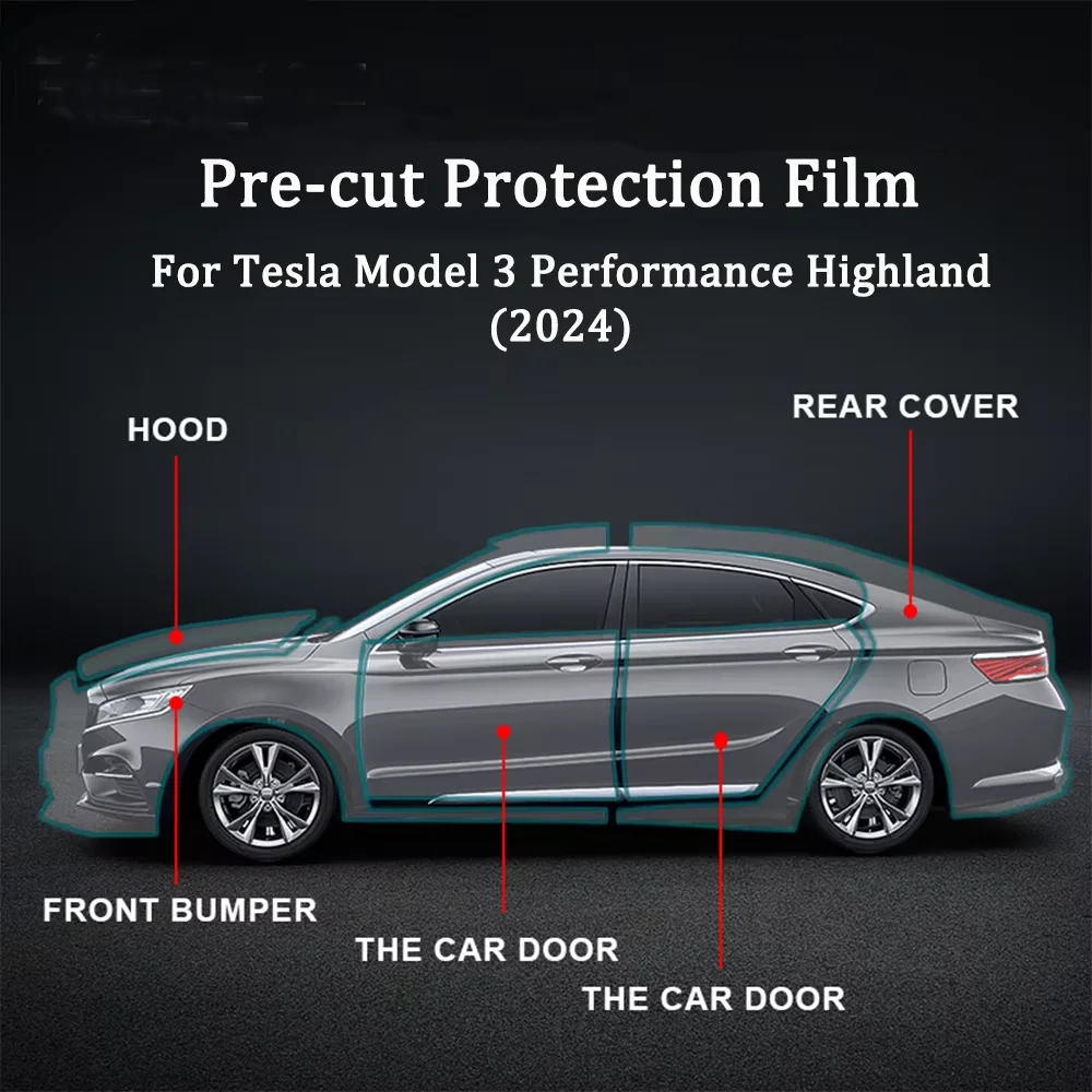 

TPU Invisible Car Paint Protection Film for Tesla Model 3 Highland 2024 2025-Up Anti-Scratch Clear Bra PPF Decal Car Accessories