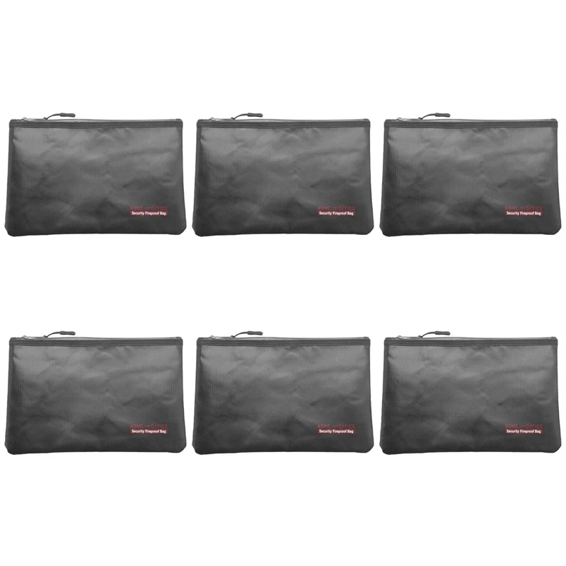 

6X Fireproof Money Safe Document Bag. Silicone Coated Fire & Water Resistant Safe Cash Bag. Fireproof Safe Storage