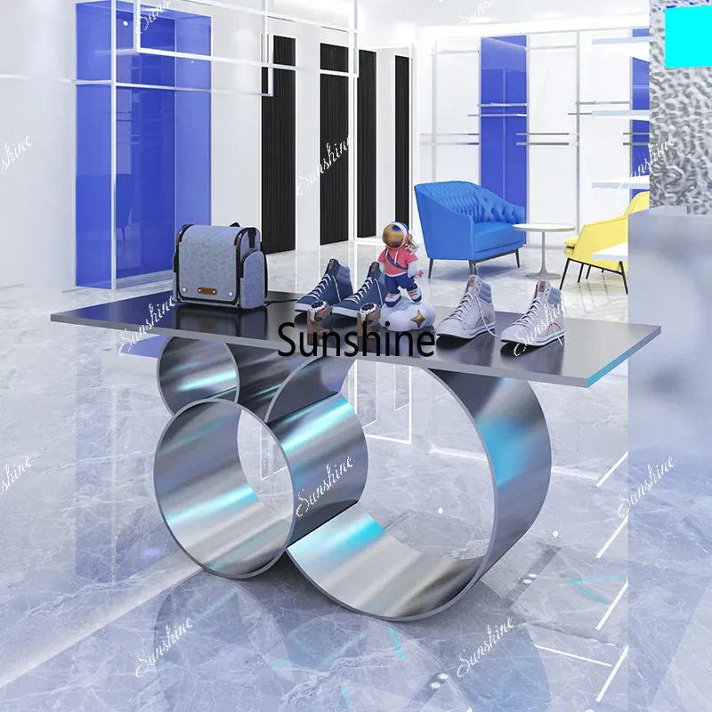 Clothing store Nakajima Liushuitai stainless steel wire drawing display  FT