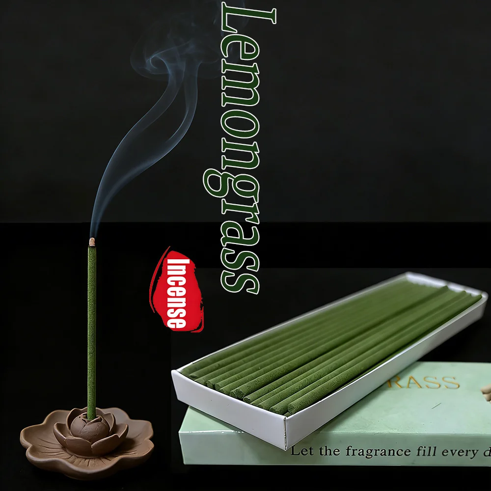 1/3/6/12 Boxes of Lemongrass-Scented Thick Incense Sticks, 12cm / 4.72inch Natural Aromatherapy Sticks, Made from Pure Lemongrass Scent Powder, Handcrafted, with a Strong and Long-Lasting Fragrance, Invigorating and Refreshing, Purifying the Air, Suitable for Home, Office, Hotel, Club, Etc., in a Luxurious Box, an Ideal Holiday Gift