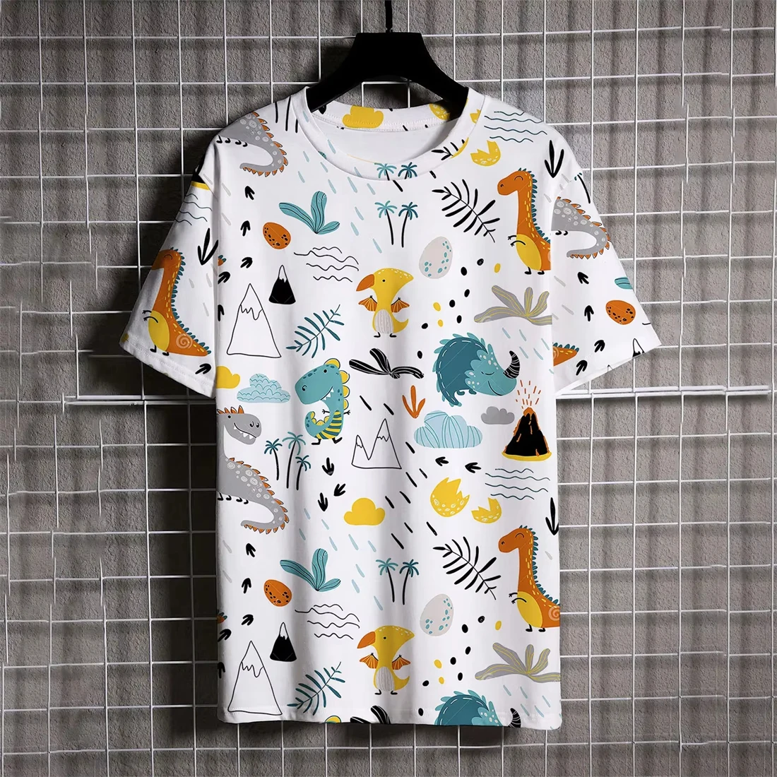 

Streetwear Men Casual Oversized O-Neck Short Sleeved T Shirt 3D Print Summer Fashion Dinosaur T-Shirts Tees Tops Clothing