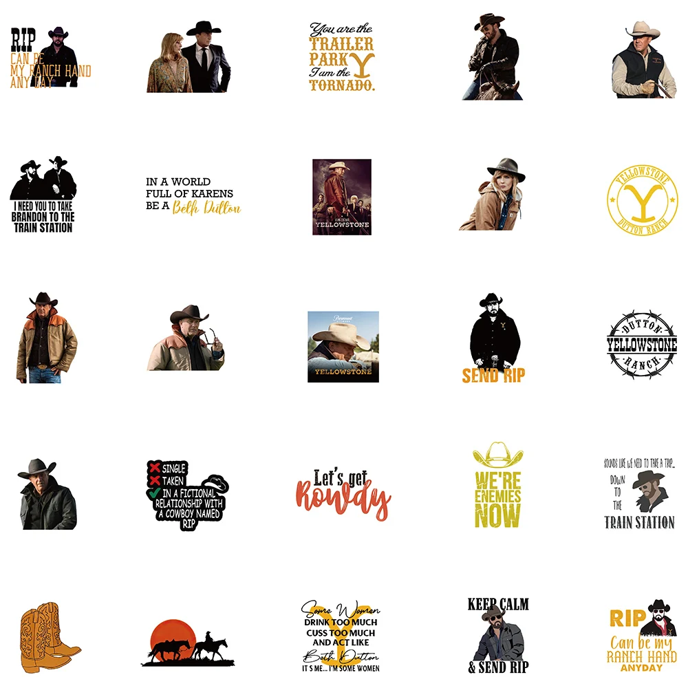 50pcs American Hot TV Yellowstone Season Show Stickers Laptop Luggage Guitar Skateboard Fridge Scrapbook Graffiti Sticker