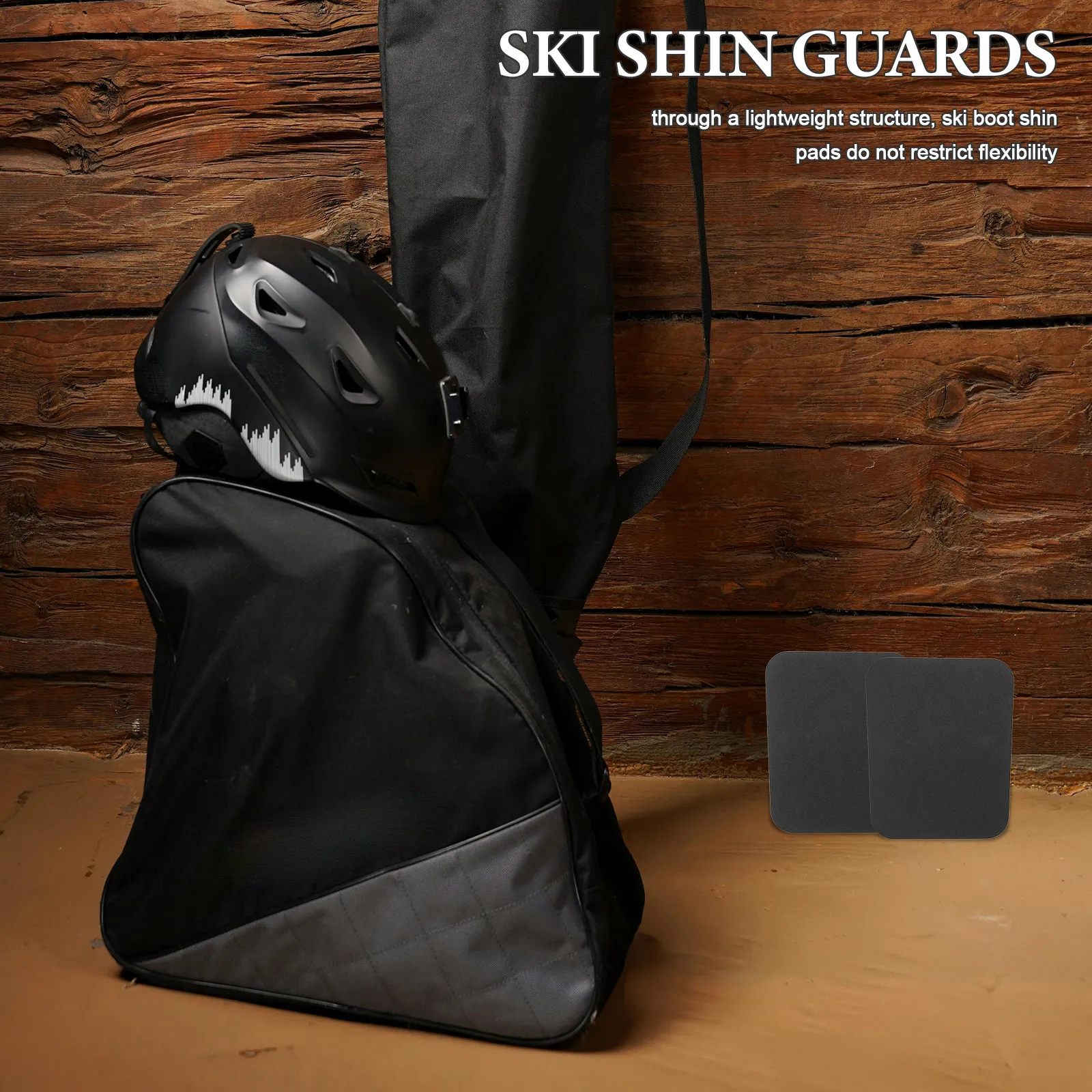 

4Pcs Ski Shin Guards Snowboard Shin Pads Cuttable Anticollision Breathable Ski Boot Inserts Black 5.89x4.72x0.20 Skiing Snow