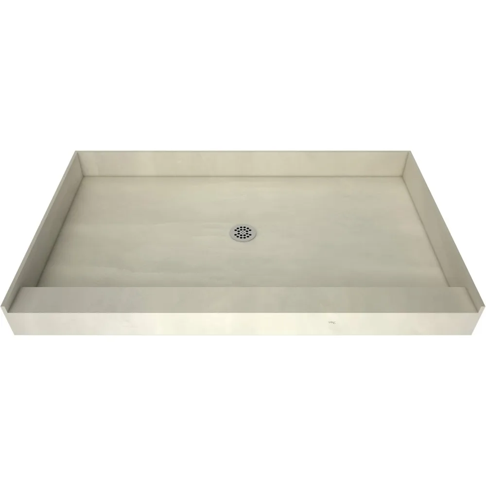 Shower Pan with Center Drain- Single Curb Shower Base, 2