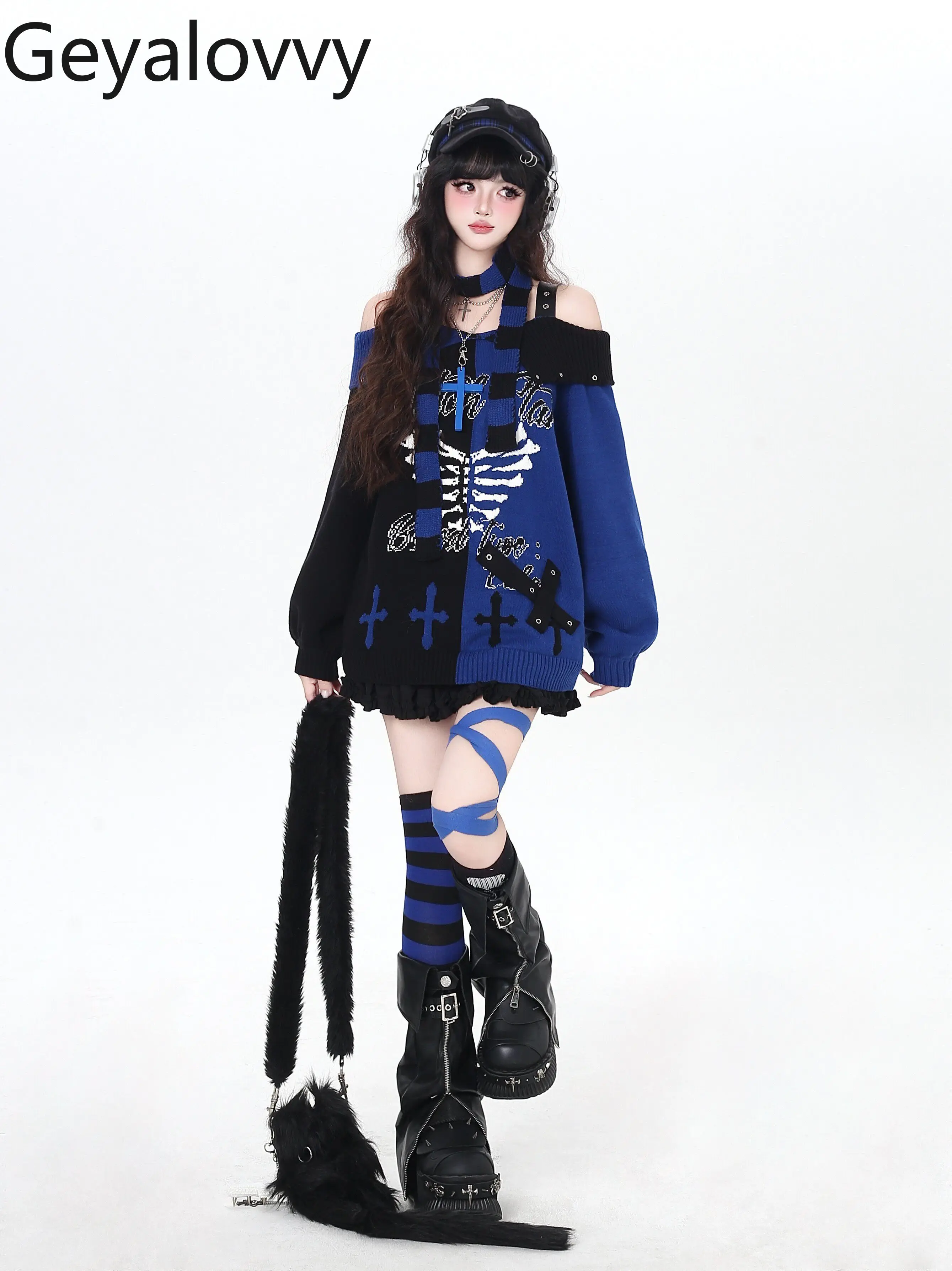 y2k-punk-style-sweet-cool-zipper-niche-design-pu-leather-mid-tube-socks-spring-and-summer-women's-leg-warmer-2026-new