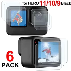 3-6Pcs/set Screen Protector for Go Pro Hero 11/10/9 Black Ultra Clear HD Tempered Glass Screen Protector for GoPro Hero 11 10 9