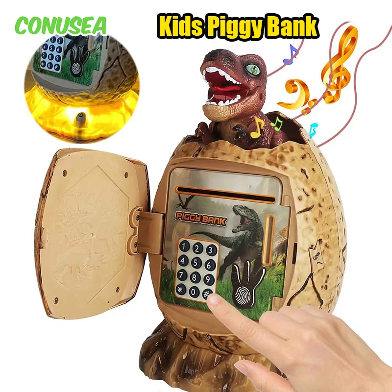 

Piggy Bank Dinosaur Egg Atm Money Saving Fingerprint Password Electronic Dino Cash Coin Moneybox Kids Birthday Gifts Boys Girls