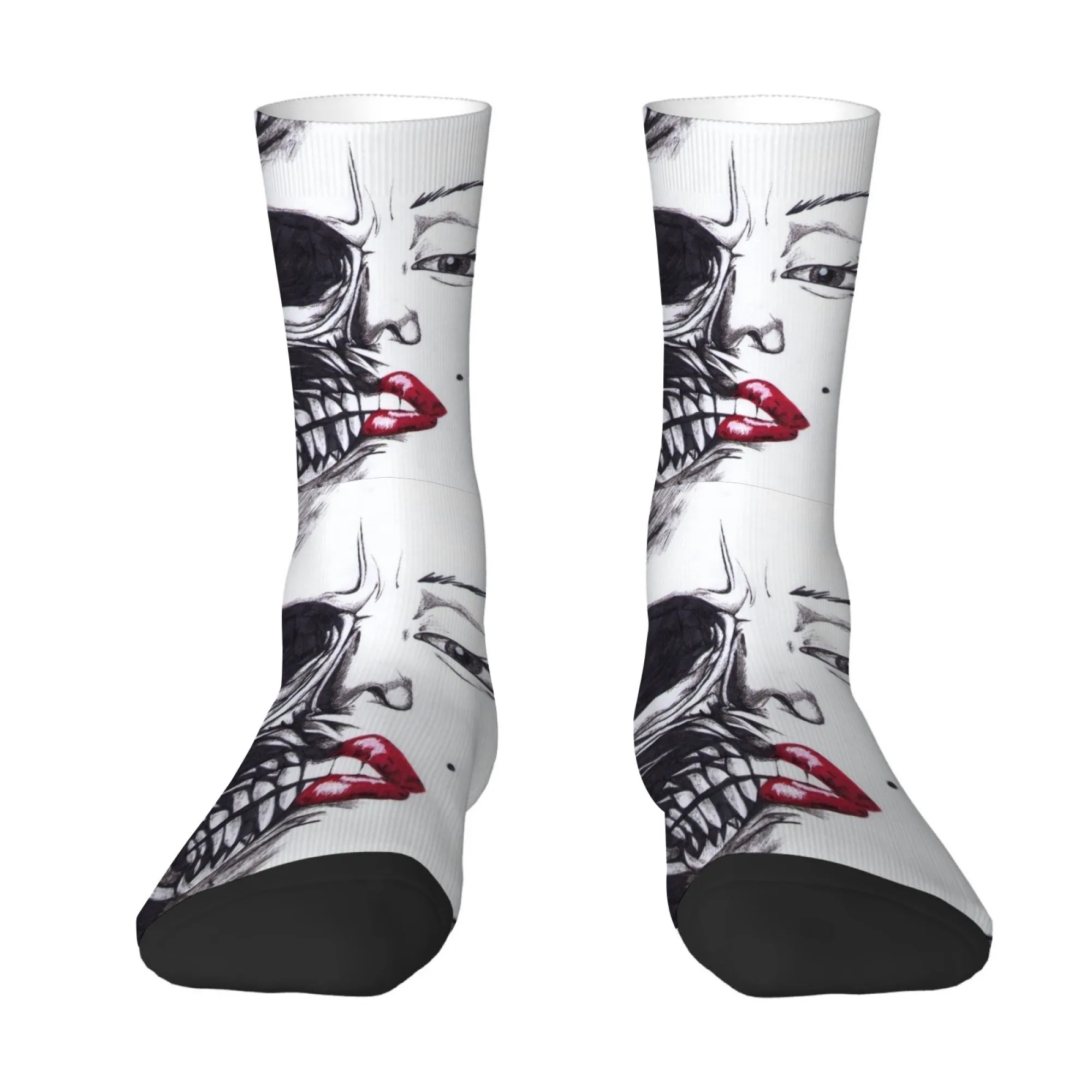 Gothic-style Skull & Beauty Patchwork Men's Socks Fashionable Rebellious Street Style Socks Comfortable Skin-friendly Socks Gift