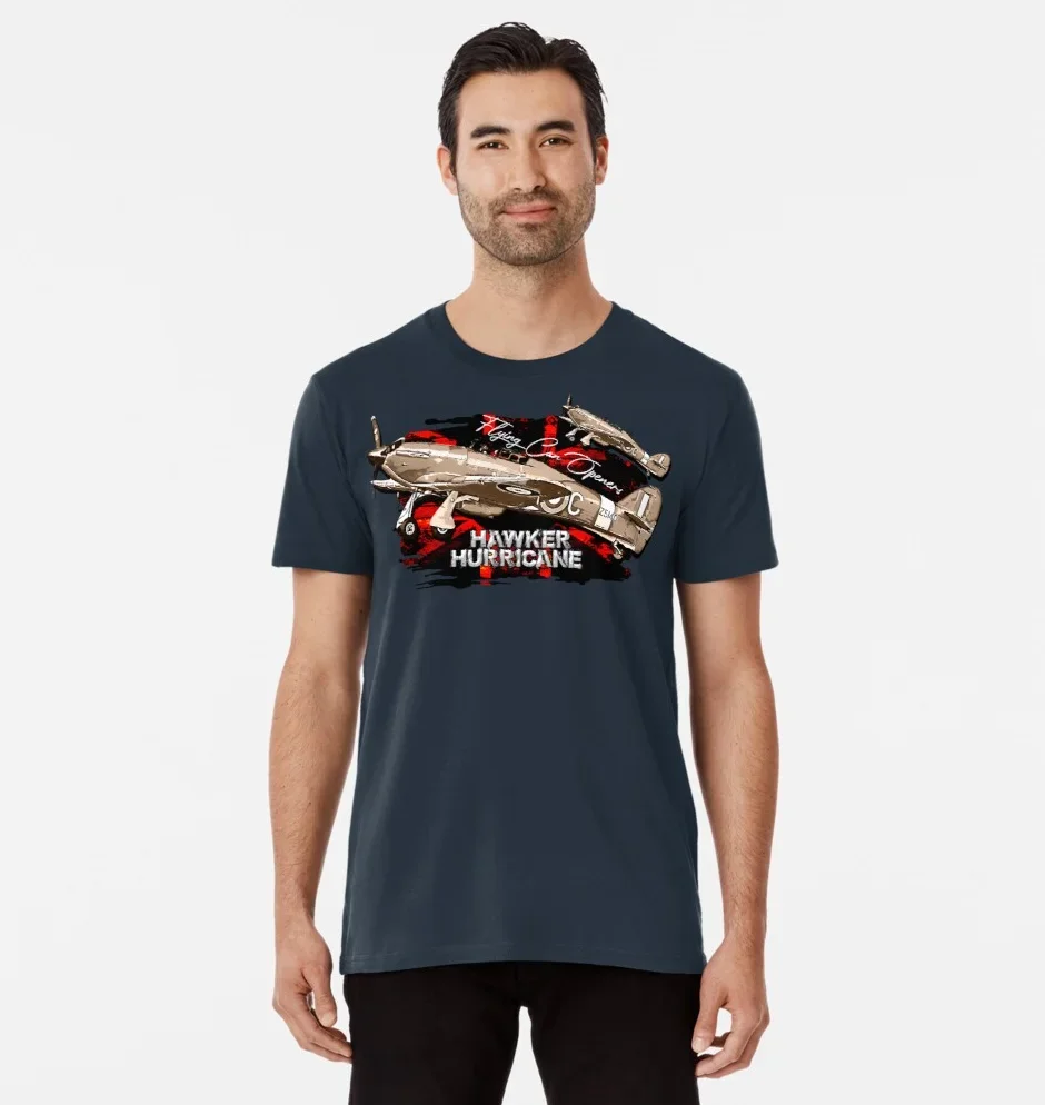 

WWII RAF Hawker Hurricane Fighter Aircraft T Shirt. 100% Cotton Short Sleeve O-Neck Casual T-shirts Loose Top New Size S-3XL