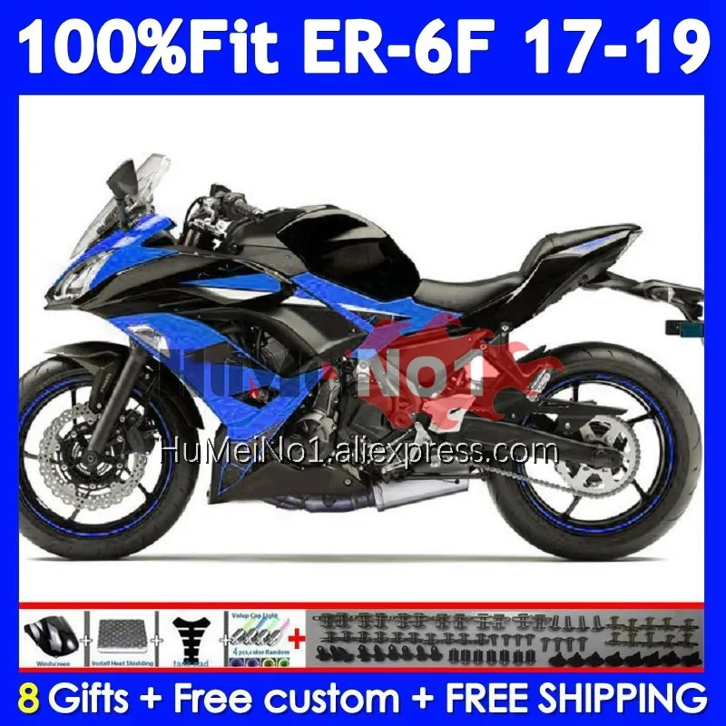 Blue Black Injection Body For KAWASAKI NINJA 650R ER-6F ER6 ER 6F 6 F 248No.74 ER6F 17 18 19 650 R 2017 2018 2019 OEM Fairing