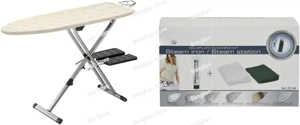 Compact Ironing Board with Hanger Rack 18 X 54 Inches Space Saving, Folding, 4 Legs ,Beige