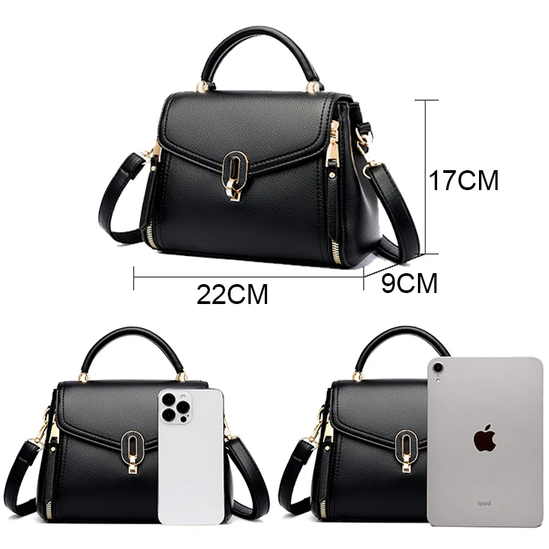 Fashion Multiple Pockets Soft Leather Bag High Quality Bottom Rivet Handbag Luxury Designer Crossbody Shoulder Bag For Women Sac