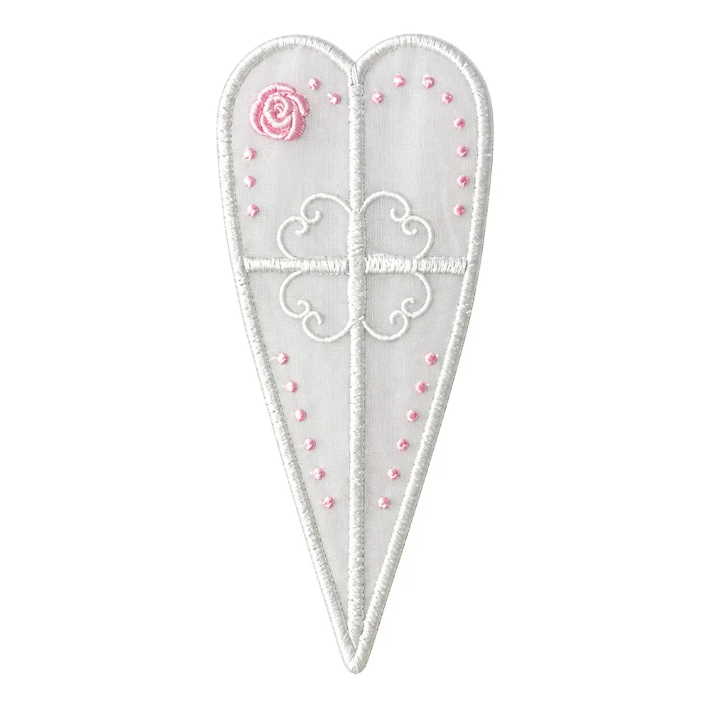 Organza Rose Embroidered Bookmark Embroidered Detail Vine Window Style Reading Marker Heart and Cross Styles Rose Pattern