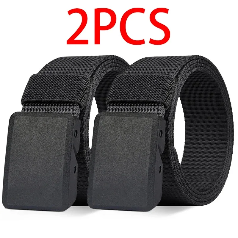 2PCS Men's Tactical Belt High Quality Nylon Canvas Quick Release Belt for Outdoor Hunting Camping Hiking Training