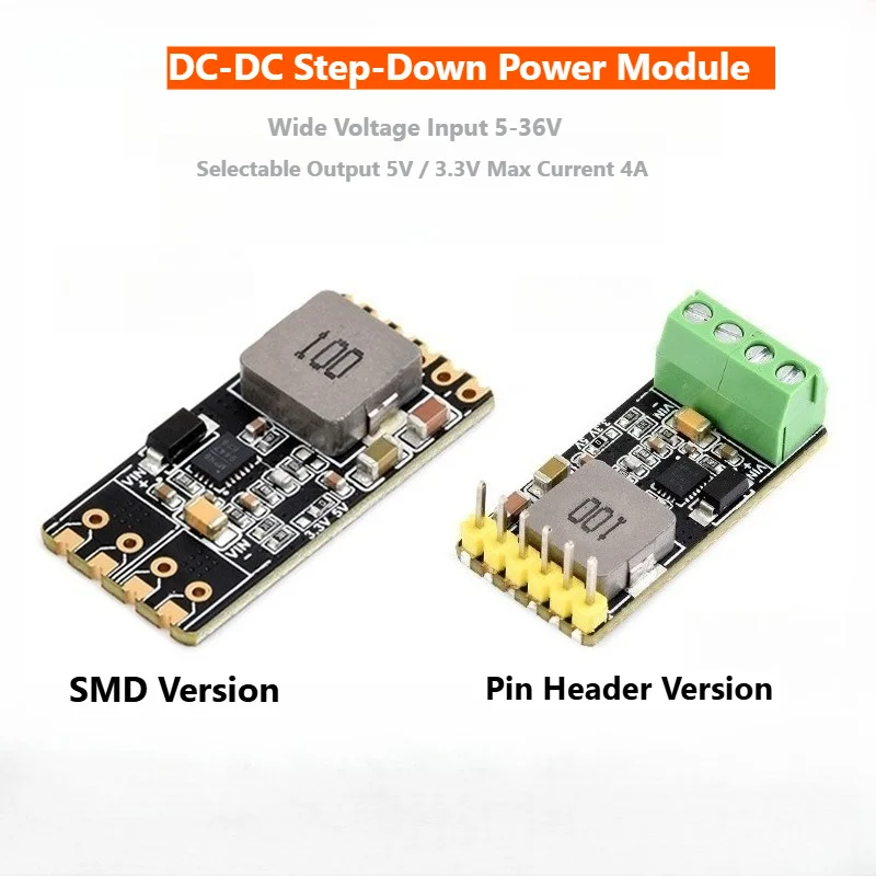DC-DC Buck Mini Module 5-36V to 3.3V/5V 4A Compact Size Easy Integrate Immersion Gold for Arduino