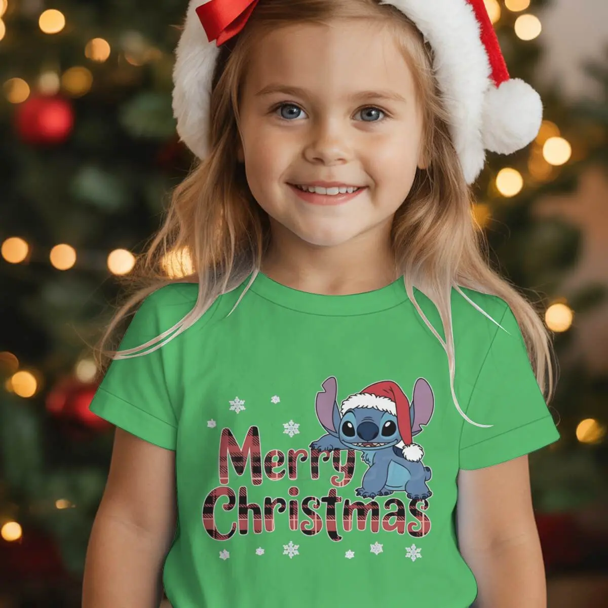 لطيف غرزة عيد ميلاد سعيد الجرافيك تي شيرت الفتيات الفتيان احتفالي عطلة حفلة هدية الاطفال ملابس طفل الكرتون القطن المحملة الأعلى #1