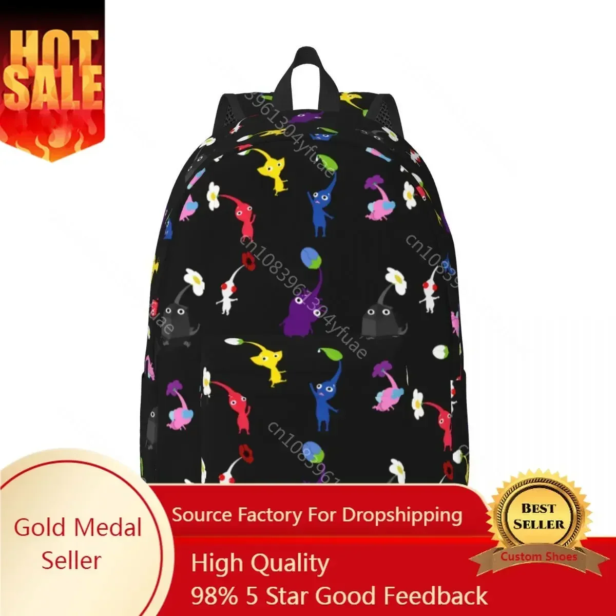 Cute Cartoon Logo Backpack Cartoon Student Unisex Polyester Travel Backpacks Pattern Fashion School Bags Rucksack