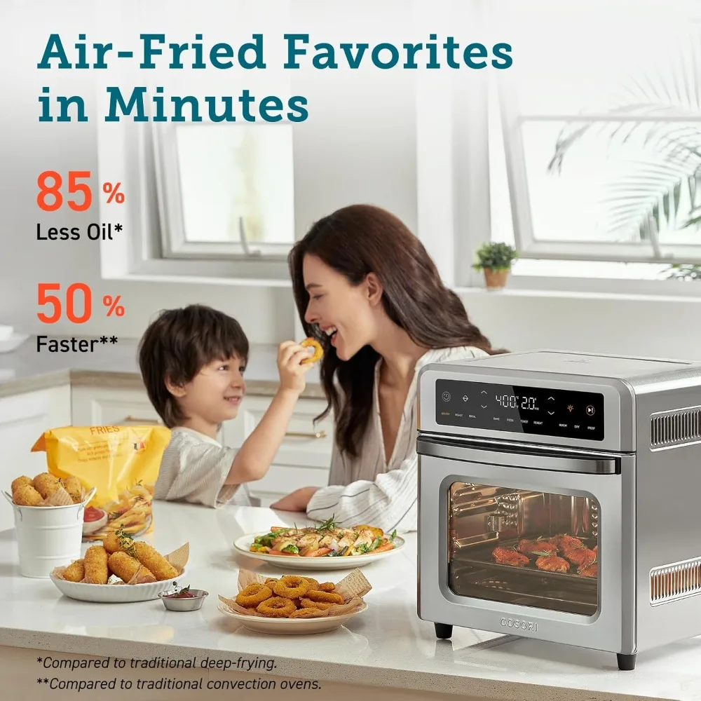 11-in-1 Air Fryer Oven , 13Qt Small Footprint Airfryer combo with Rotisserie, Toast, Bake, Roast, Reheat Functions