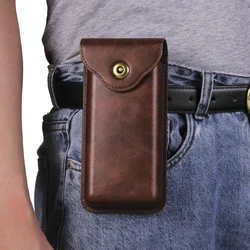 Cow Leather Belt Clip Phone Case Men Waist Bag Cover For Samsung Galaxy Z Fold 7 6 5 4 3 5G Fold7 Fold6 Fold5 Holster Pouch