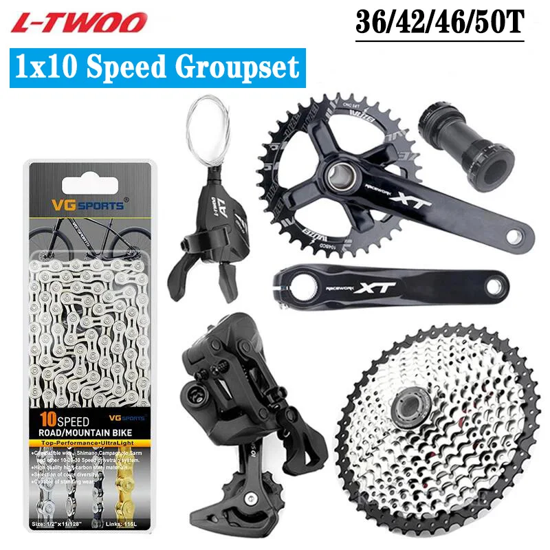 LTWOO A7 1x10 Speed MTB Bike Derailleurs Shifter With XT Crankset 10V Chain Flywheel 42T 46T 50T Cassette Bicycle Groupset