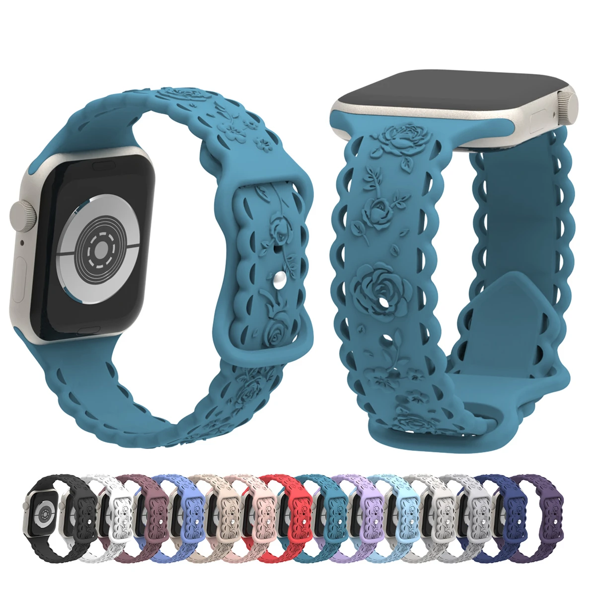 Pulseira de relógio para iWatch 42/44/45/49mm 38/40/41mm Pulseira de relógio esportivo de silicone para série de relógio Ultra2 Se 9/8/7/6/5/4/3/2/1_voghion.com