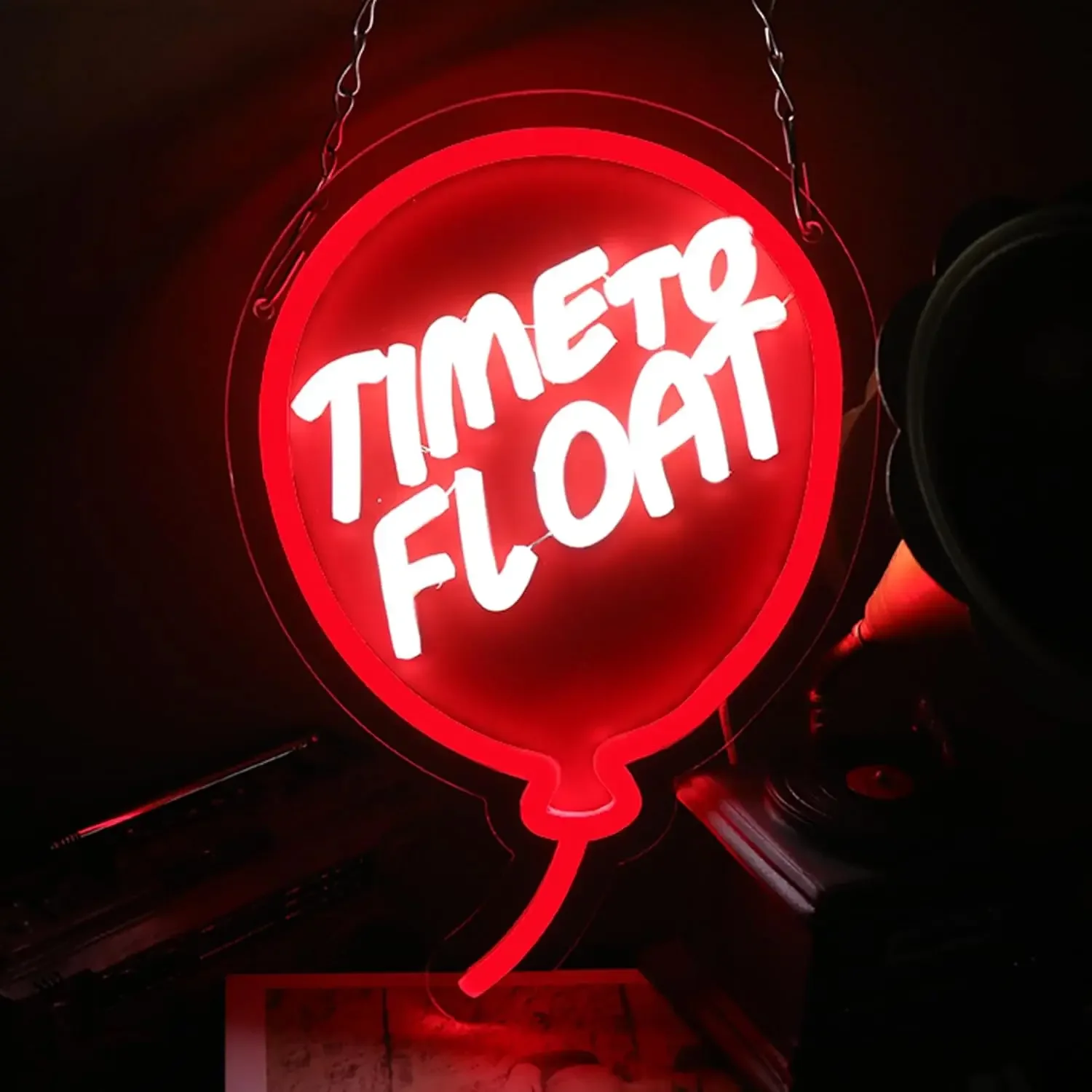 Time To Float Neon Sign LED Wall Light Dimmable USB Halloween Party Night Light for Bar Cinema Room Man Cave Scary Room Decor