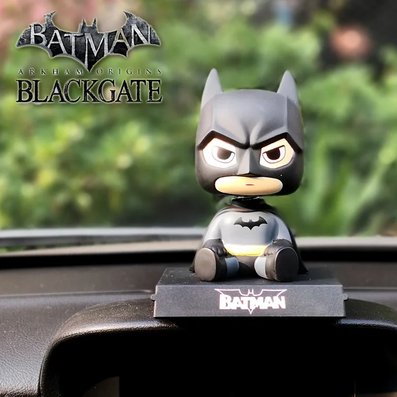 Versão Q de Batman Figuras de Brinquedo Dos Desenhos Animados Bobble Head Boneca Enfeites de Carro Os Vingadores da Marvel Tampão Capitão Spiderman Modelo Boneca