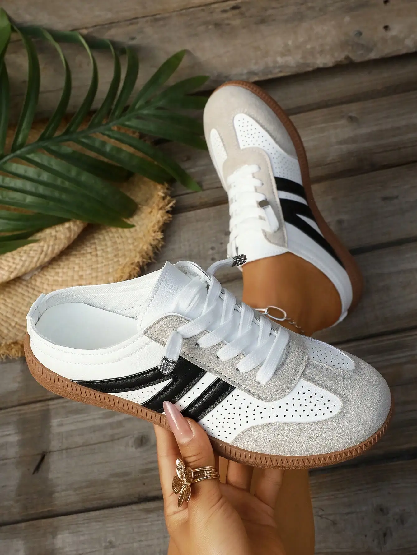 Women's Fashion Slip-On Shoes, Solid Color Sports Lace-Up Metal Eyelet Casual Flat Loafers For Daily Wear,Trainers Women.sx260107144593708072461