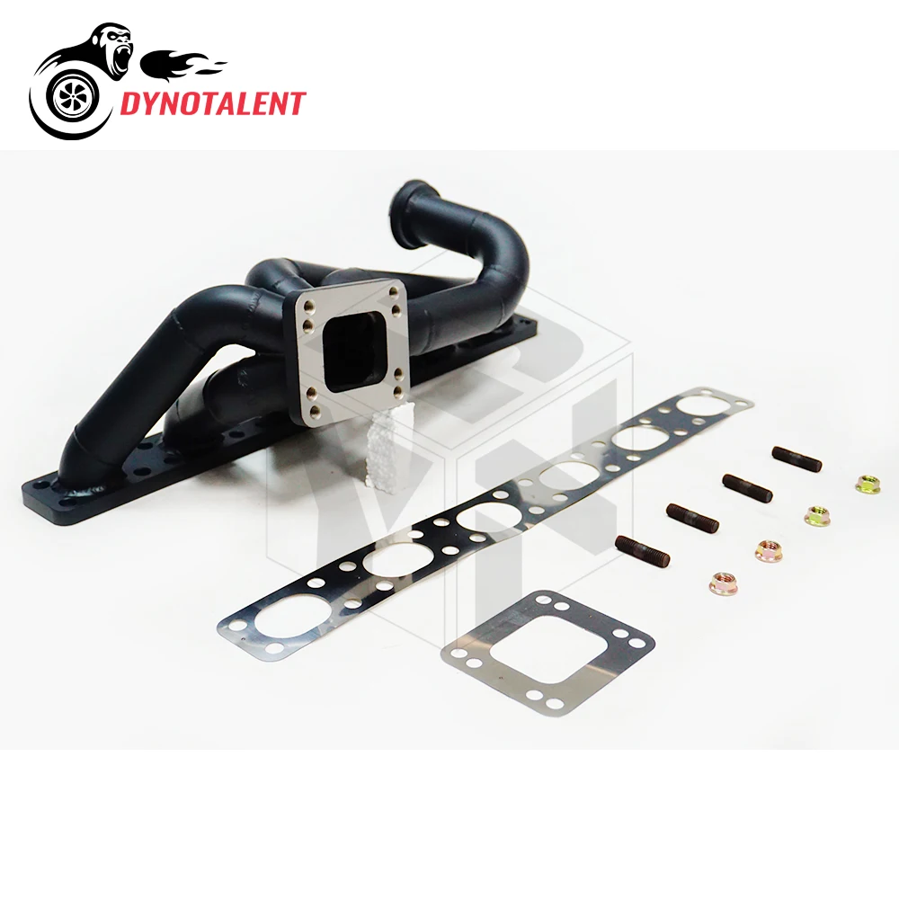 DYN RACING Black Ceramic Update 3.0mm thick 42mm Brushed T3/T4 Turbo Manifold For E30 E34 24V M50/M52/S50/S52