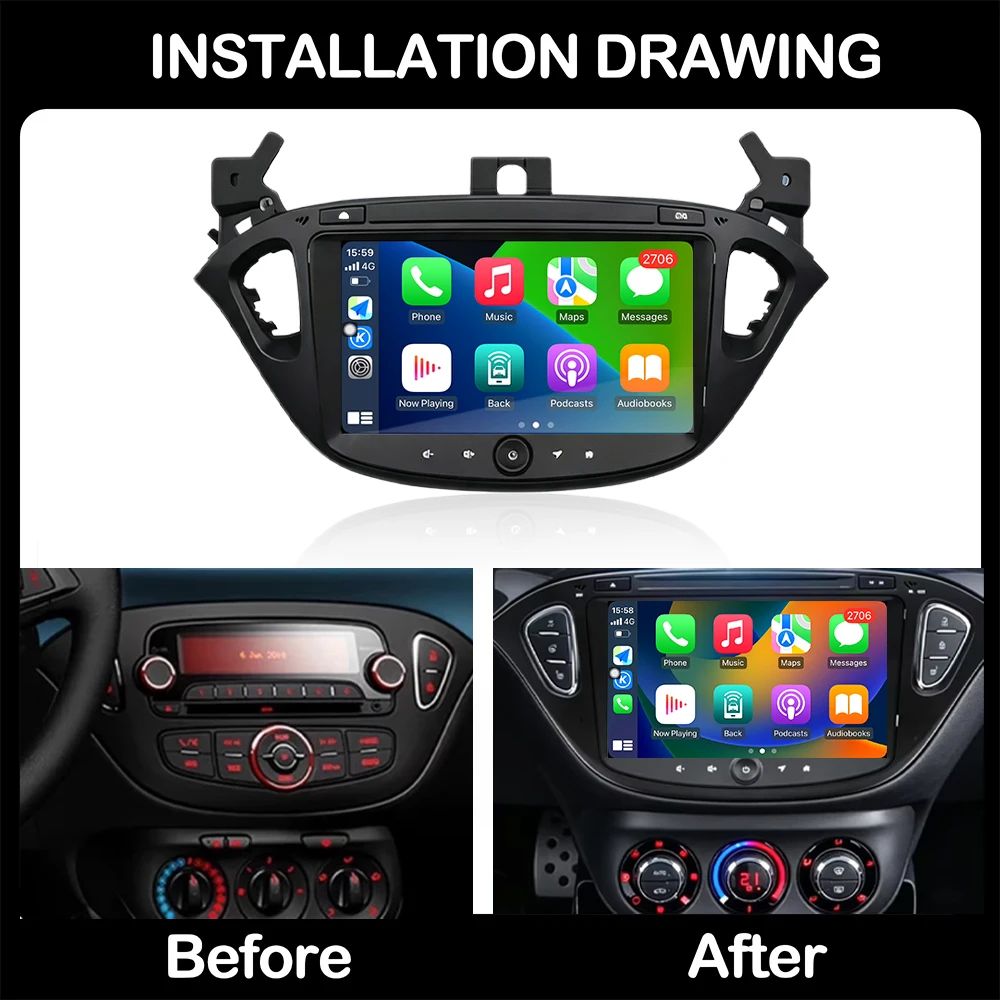 8 inch Car Radio Multimedia Player For Opel Corsa E 2014-2019 GPS Navi Android OS 4G Bluetooth WiFi Touch Screen Auto Tools