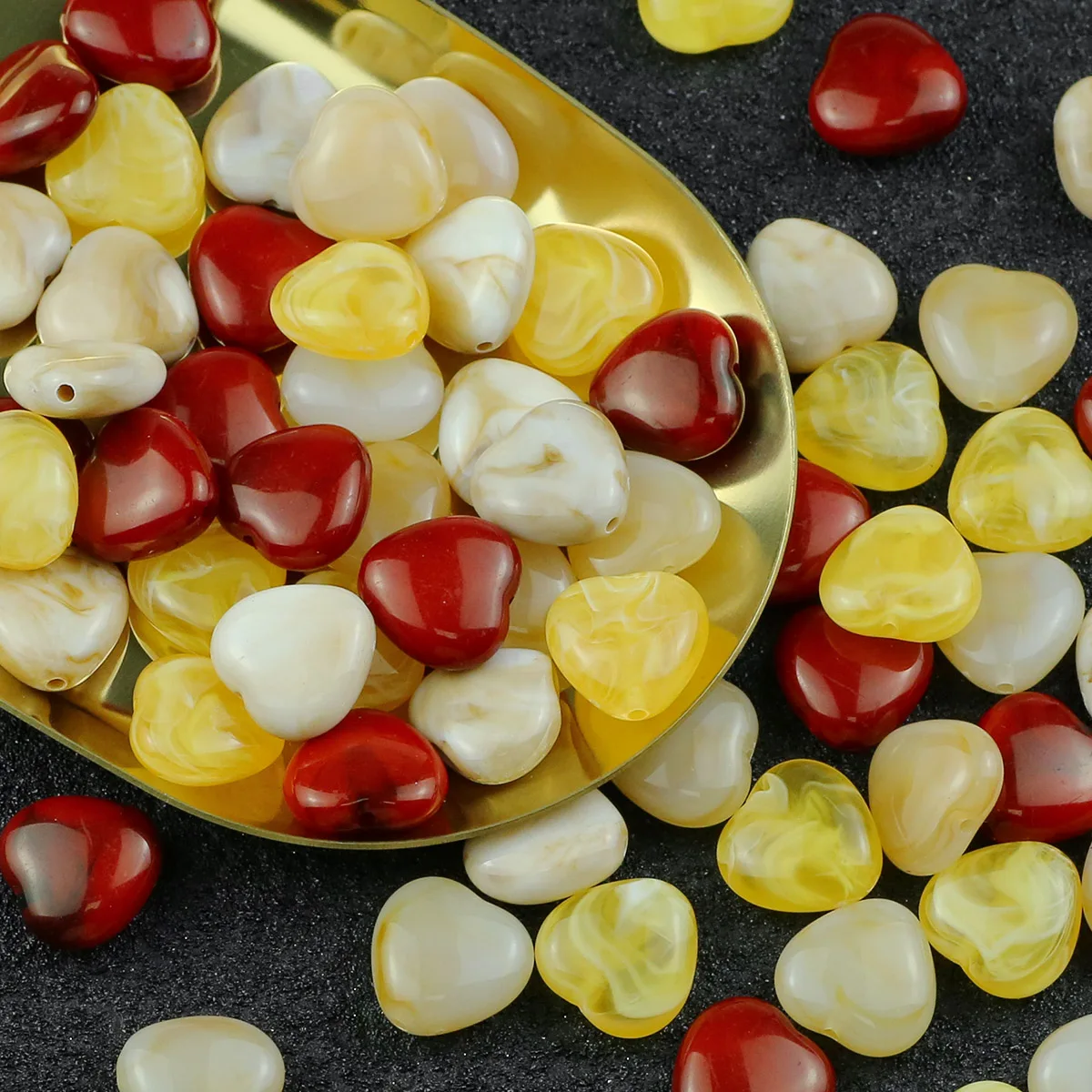 

50pcs Acrylic Macarons Love Heart Loose Beads Spacer Loose Beads For Jewelry Bracelets Necklace Making DIY Accessories 15MM