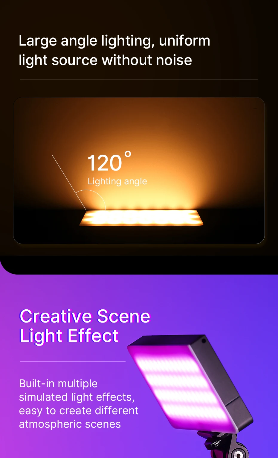 Ulanzi lt002 7 Zoll Tasche füllen Licht RGB Voll farbe LED Panel Licht Cri 95 Fotografie Kamera Licht kreative Szene – Detail 10