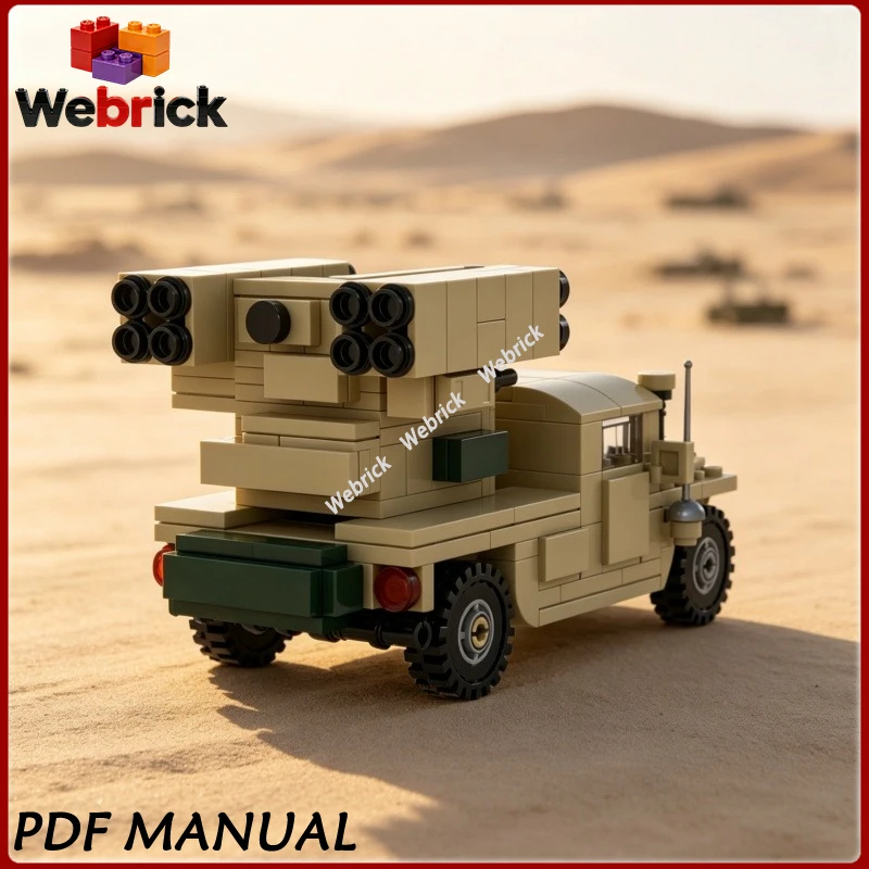 MOC Short-range air defense missile truck building block set, all-terrain military off-road vehicle DIY creative assembly toy