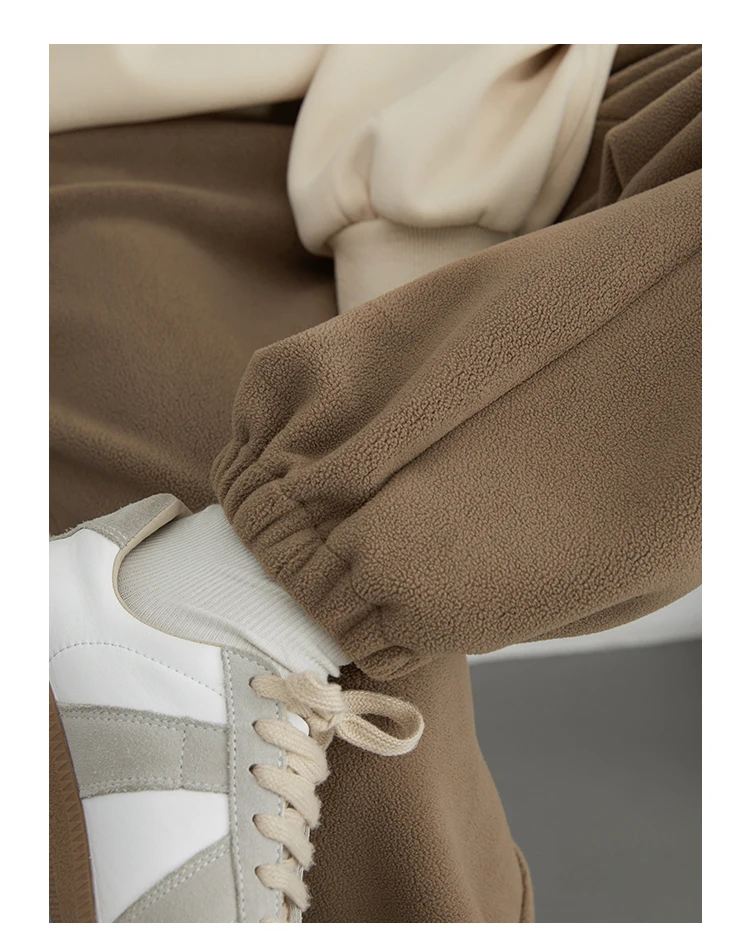 CHIC VEN Women's Pant Loose Casual New High Waist Fleece Pant Thick Plush Warm Female Sports Trousers Autumn Winter 2023