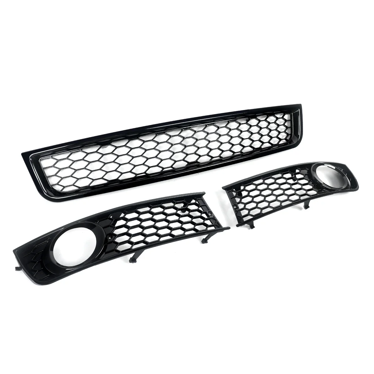 MAGICKIT Gloss Black For audi a4 b6 grill 2002-2005 Honeycomb Front Bumper Lower Grille Fog Light Covers RS Style Accessories