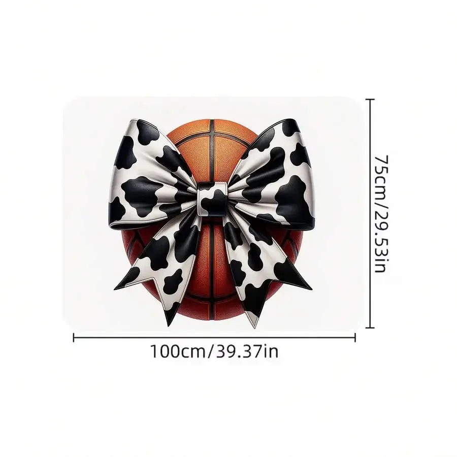 1 Piece, Car Trunk Mat With Basketball And Bow Decoration, Cow Print Pattern, Essential Travel Item, Universal For Various Car