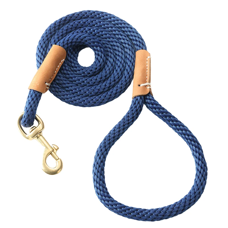 High Quality Handmade Leather Nylon Rope Dog Leash 5 ft Pet Products Snap dog lead Outdoor Training Leashes