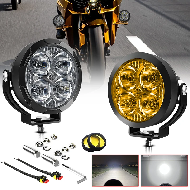 Super Bright 4LED Beads Work Light Fog Lamp Projector Lens Headlight 9-30V For Off-road Vehicles Jeeps Truck Motorcycles SUV ATV