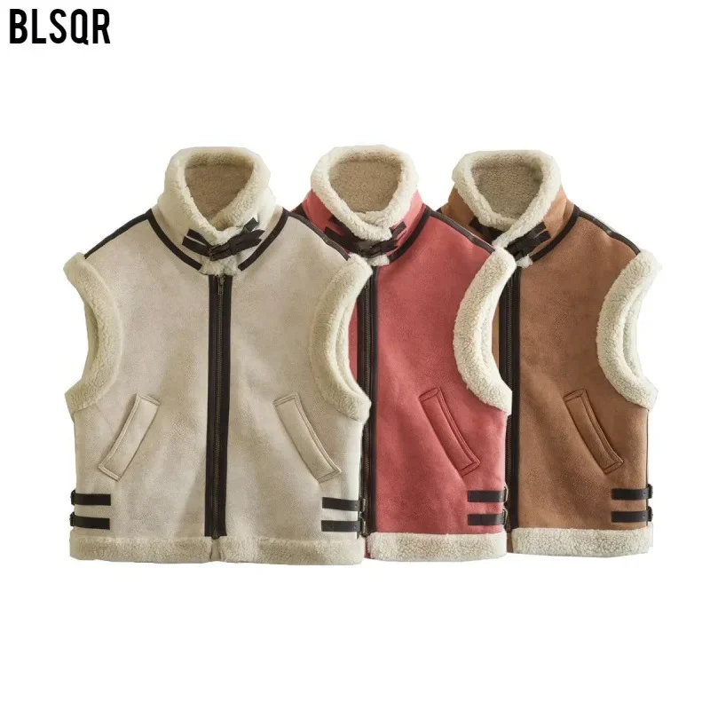 

Новинка Женская одежда Y2K в европейском и американском стиле меховой интегрированный флисовый жилет без рукавов с хлопковой подкладкой жилет Женская куртка