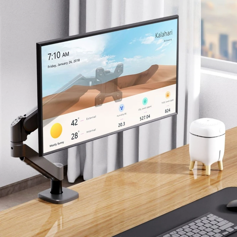 Gas Spring Monitor Arm for 17 to 32 Inch Screens, 10kg Capacity, Adjustable Tension Tilt Height plus Portrait Landscape Rotation