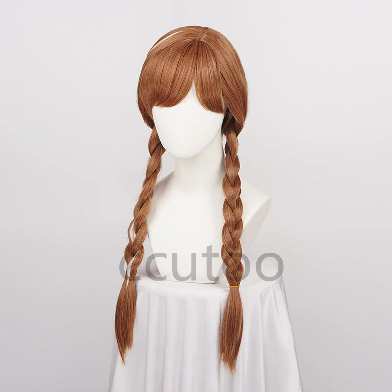 Halloween Women Princess Anna Wig Brown Braids Adult Party Synthetic Hair + Wig Cap