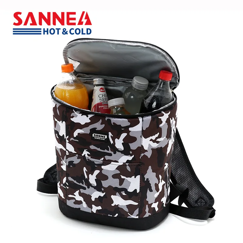 SANNE-Bolsa de almuerzo con aislamiento impermeable de camuflaje, mochila térmica, enfriador térmico, accesorios para bebidas y alimentos, producto de suministros, 14L