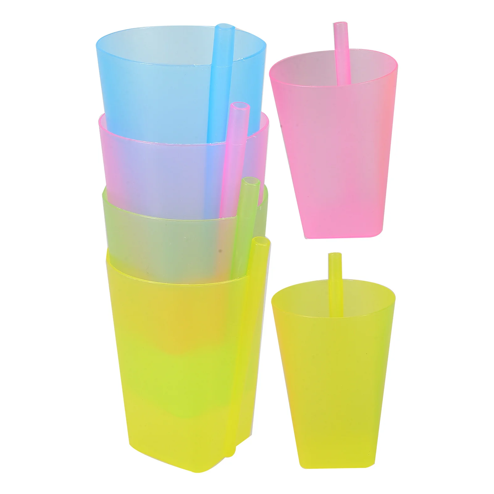 

6pcs Candy Sippy Cups Durable Food Grade Plastic Straw Water Cup Toddler Spill Proof Tumbler Reusable Safe