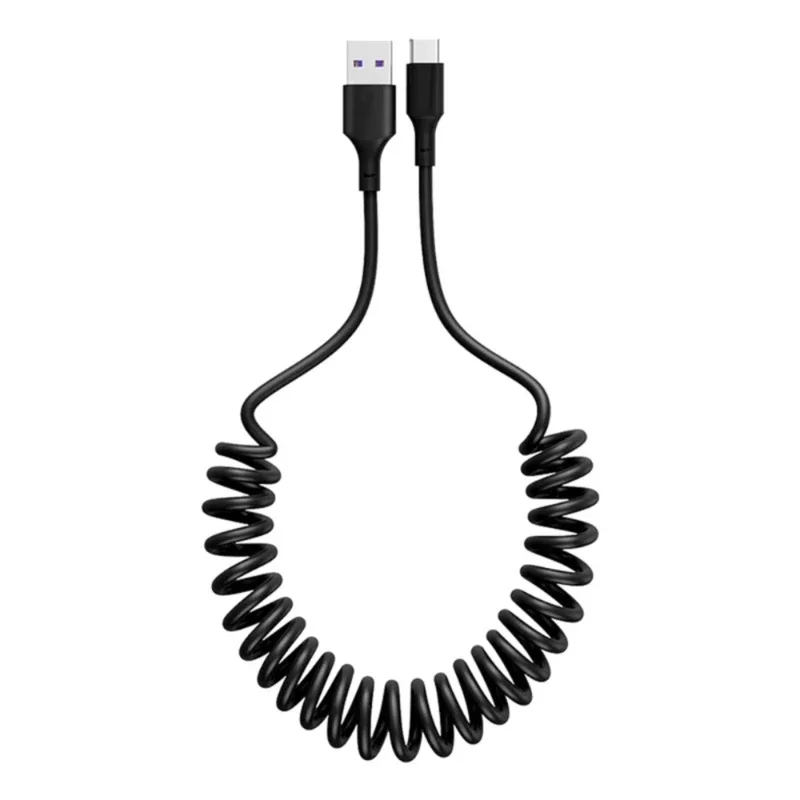 1-3pcs Spring Usb to Type-c Cables 5A Type C Cable Fast Charging Cord Powerful USB Type C Cable 1/1.5M