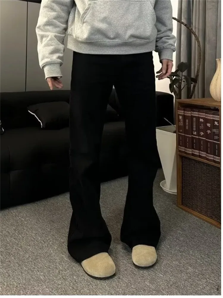 

Loose Straight Leg Men's Jeans Bell Bottoms Black Wide Leg Long Pants American High Street Style Casual Loose Fit Jeans