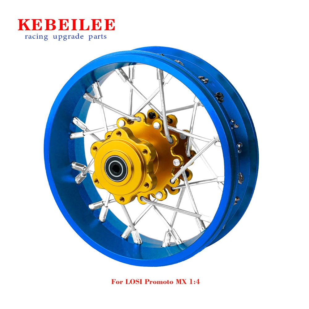 KEBEILEE CNC Aluminum Rear Wheel V2 For LOSI Promoto MX motorcycle  1:4 Blue