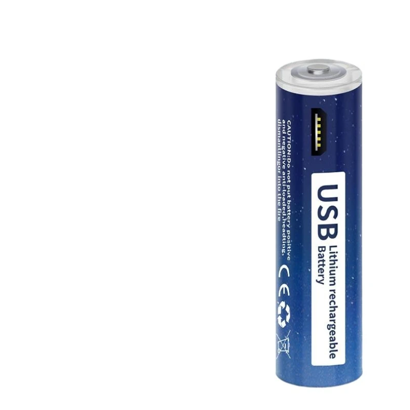 للعب مصباح يدوي 1110mWh 1.5 فولت AAA USB بطاريّة ليثيوم قابلة لإعادة الشحن المصغّر USB شحن AA بطاريات ليثيوم أيون 2 قطعة