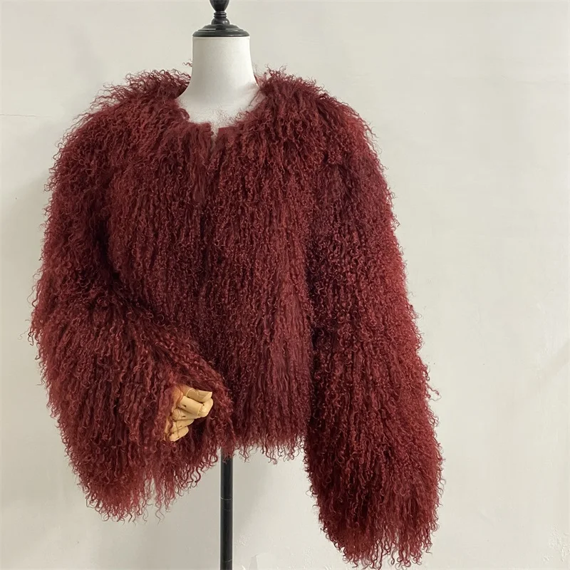 2024 New Winter Autumn Fashion Real Fur Jacket Women Genuine Mongolia Sheep Fur Coat